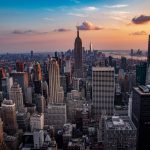 sunset, manhattan, city